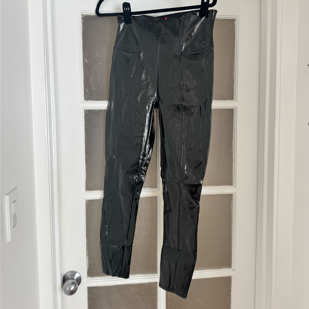 SPANX Shiny Black Faux Patent Leather Leggings